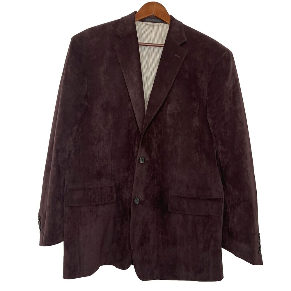 Lauren Ralph Lauren Mens 46R Corduroy Blazer Jacket Brown Striped Lining